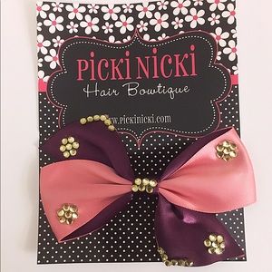 Girls Bling Pink and Purple Hair Bow Clip